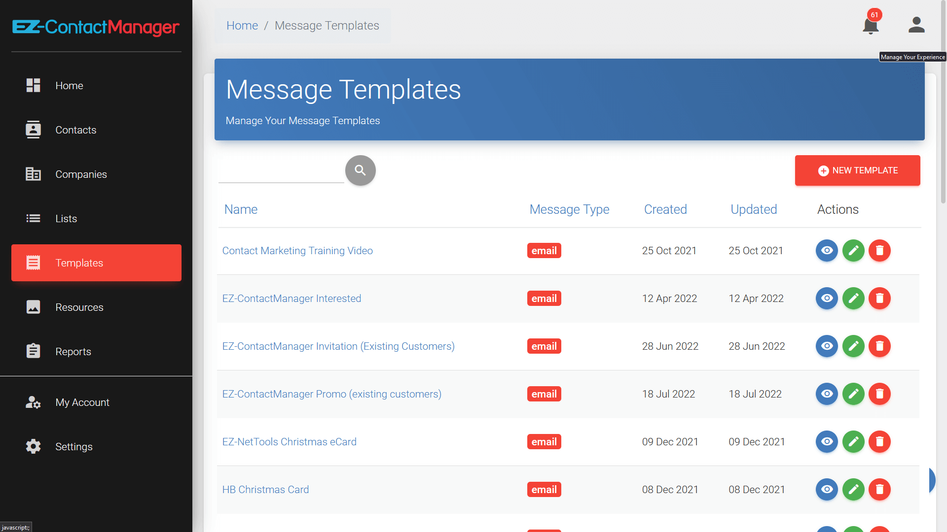Create Email Templates in EZ Contact Manager.